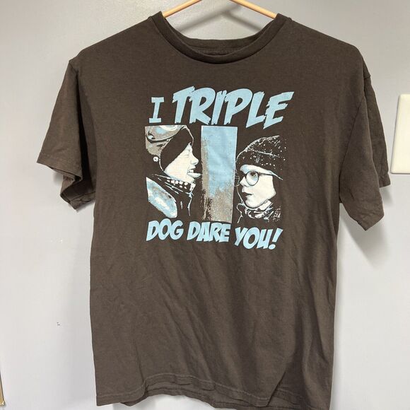 A Christmas Story “I Triple Dog Dare You” Sz Med T-shirt Gray With Blue Graphics - Picture 1 of 7